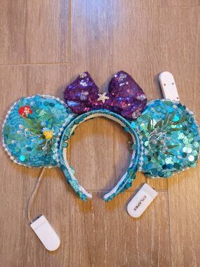 Disney Little Mermaid Ariel Light Up Sequin Headband Mickey Ears